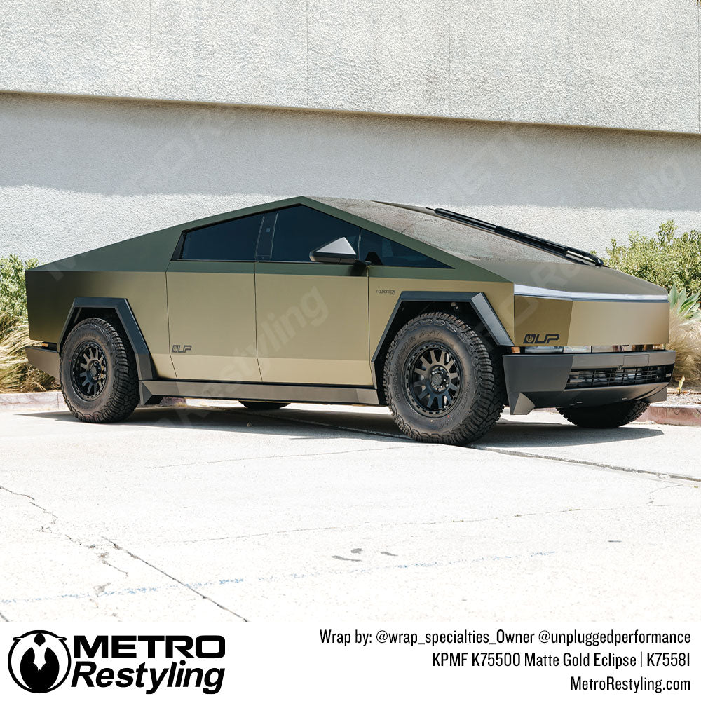 gold cybertruck wrap