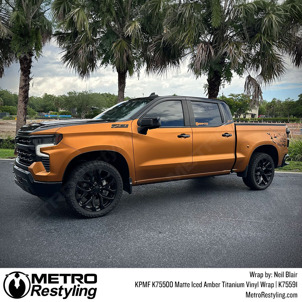 matte Orange Truck Vinyl Wrap