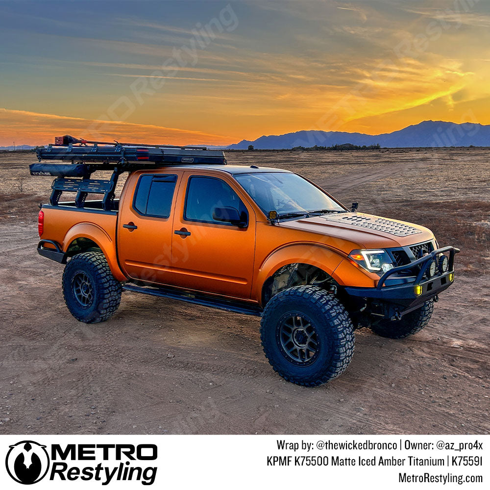 orange nissan truck wrap