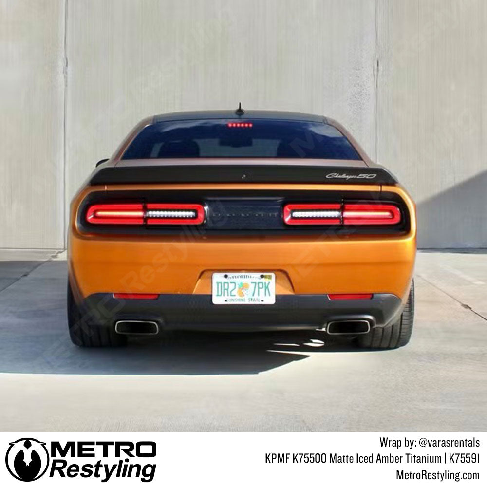 dodge with orange wrap