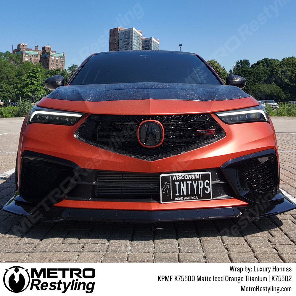 matte orange acura vinyl wrap