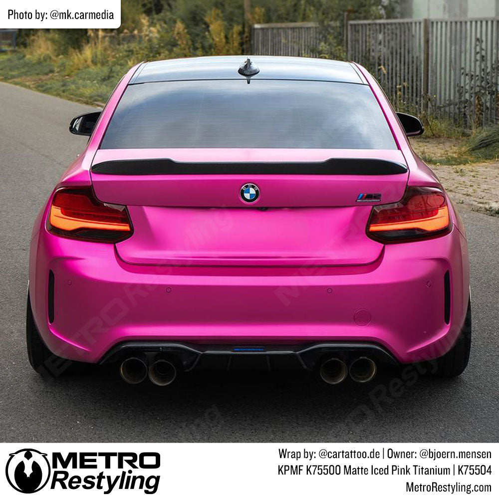 metallic pink bmw wrap