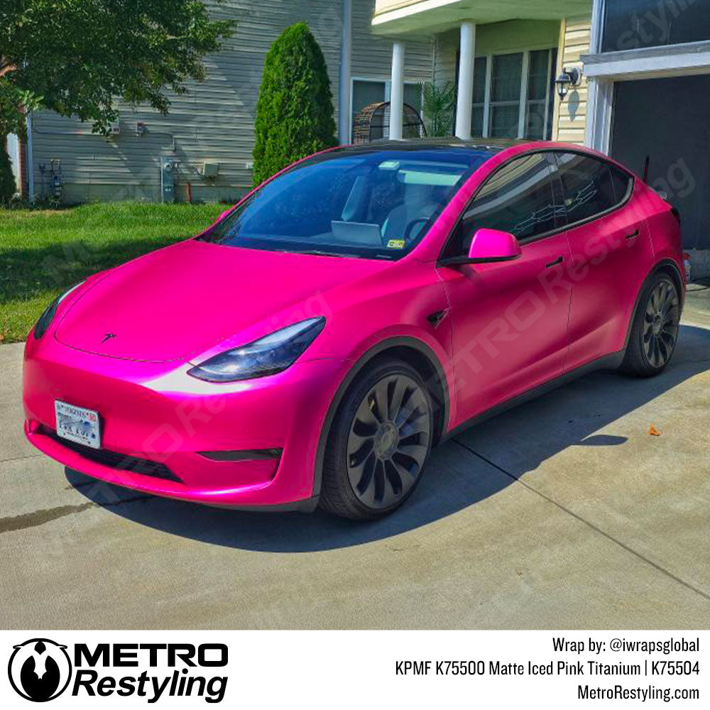 bright pink tesla wrap