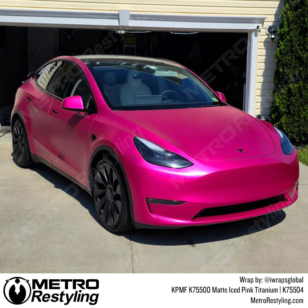 bright pink tesla wrap