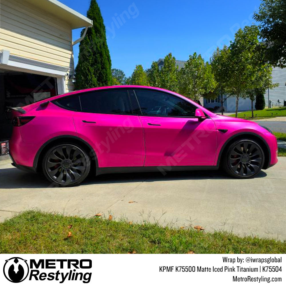 bright pink tesla wrap