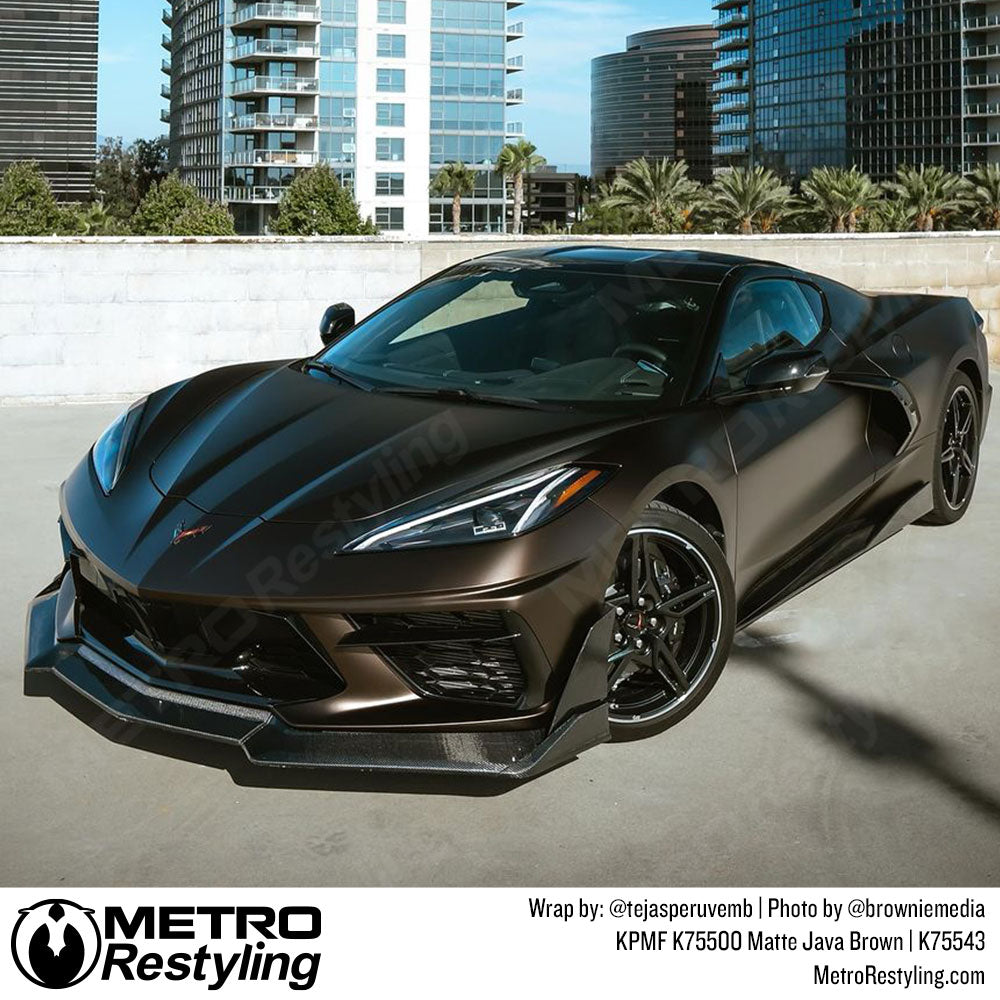 Matte brown corvette wrap