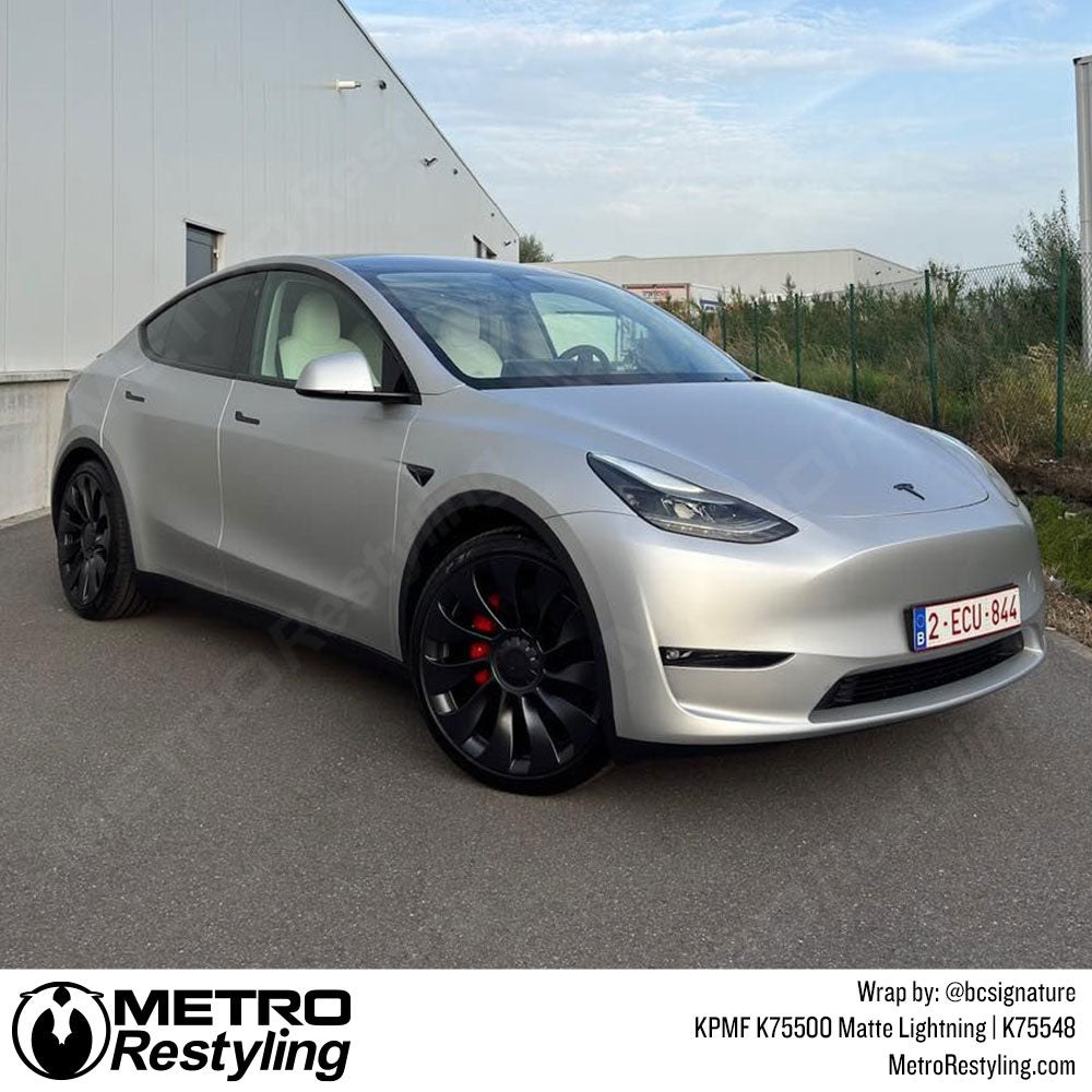 matte silver tesla wrap