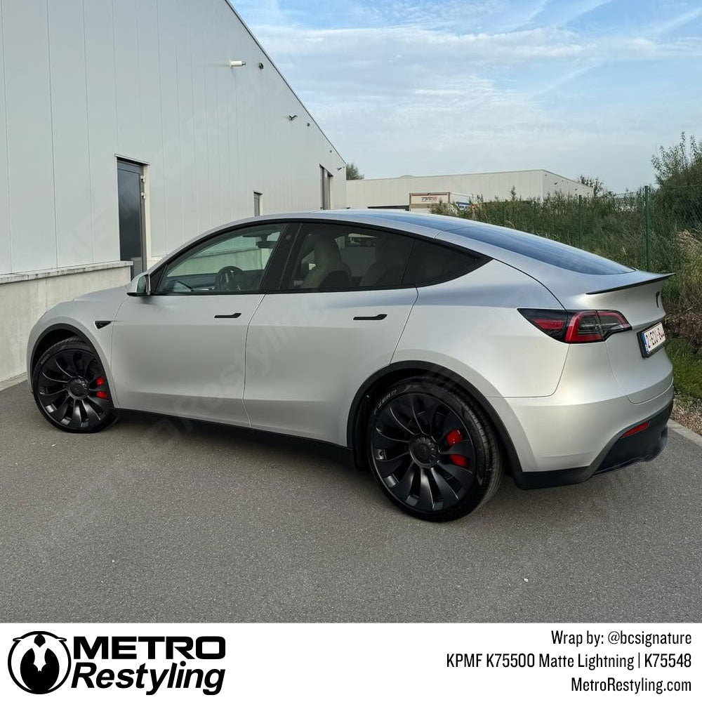 matte silver tesla wrap