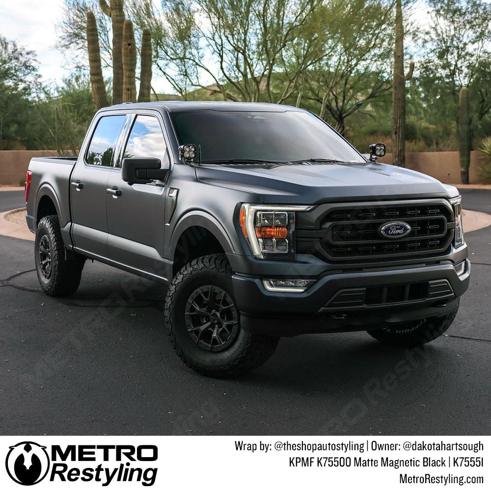 magnetic black truck wrap