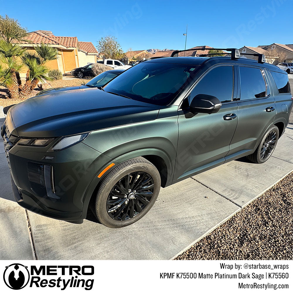 SUV with green color change vinyl wrap