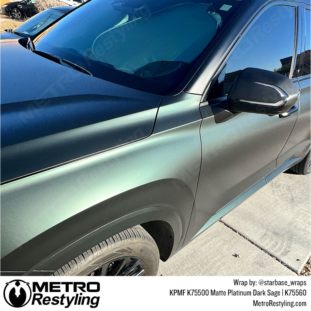 SUV with green color change vinyl wrap