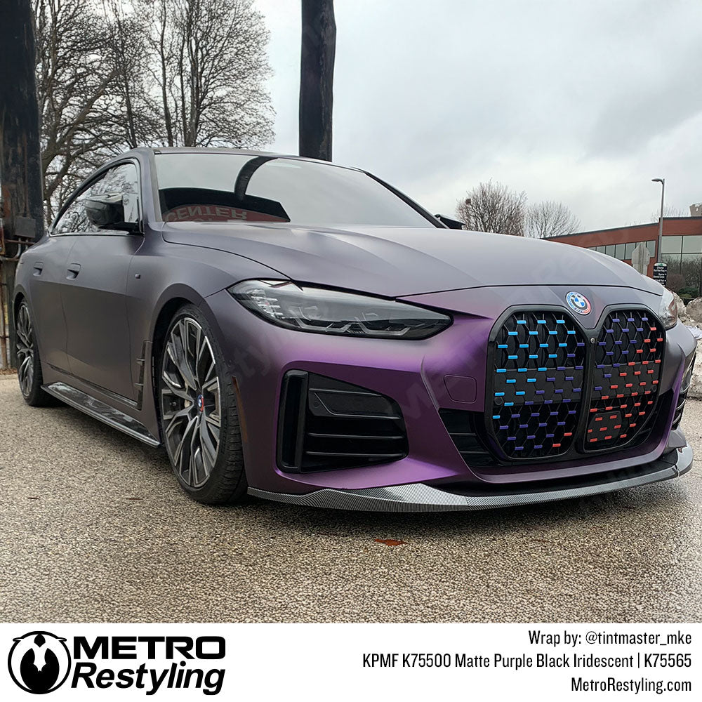Matte purple black bmw wrap