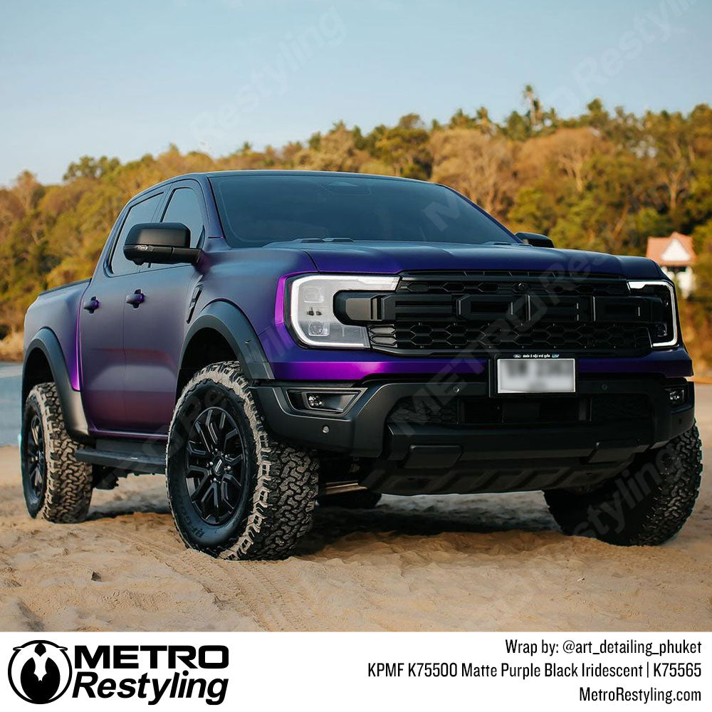 matte purple black iridescent truck wrap