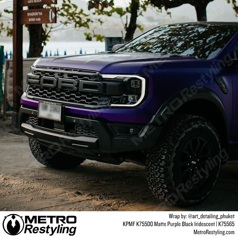 matte purple black iridescent truck wrap