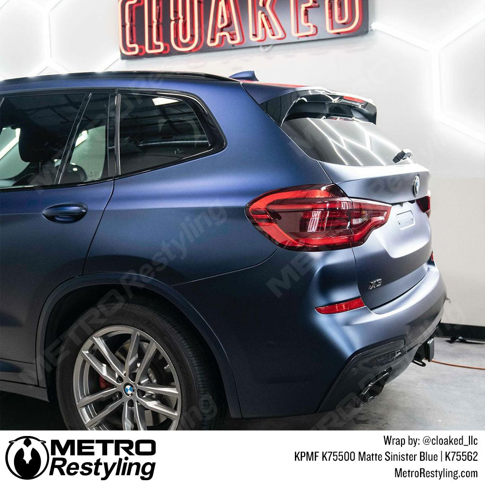 matte dark blue bmw wrap