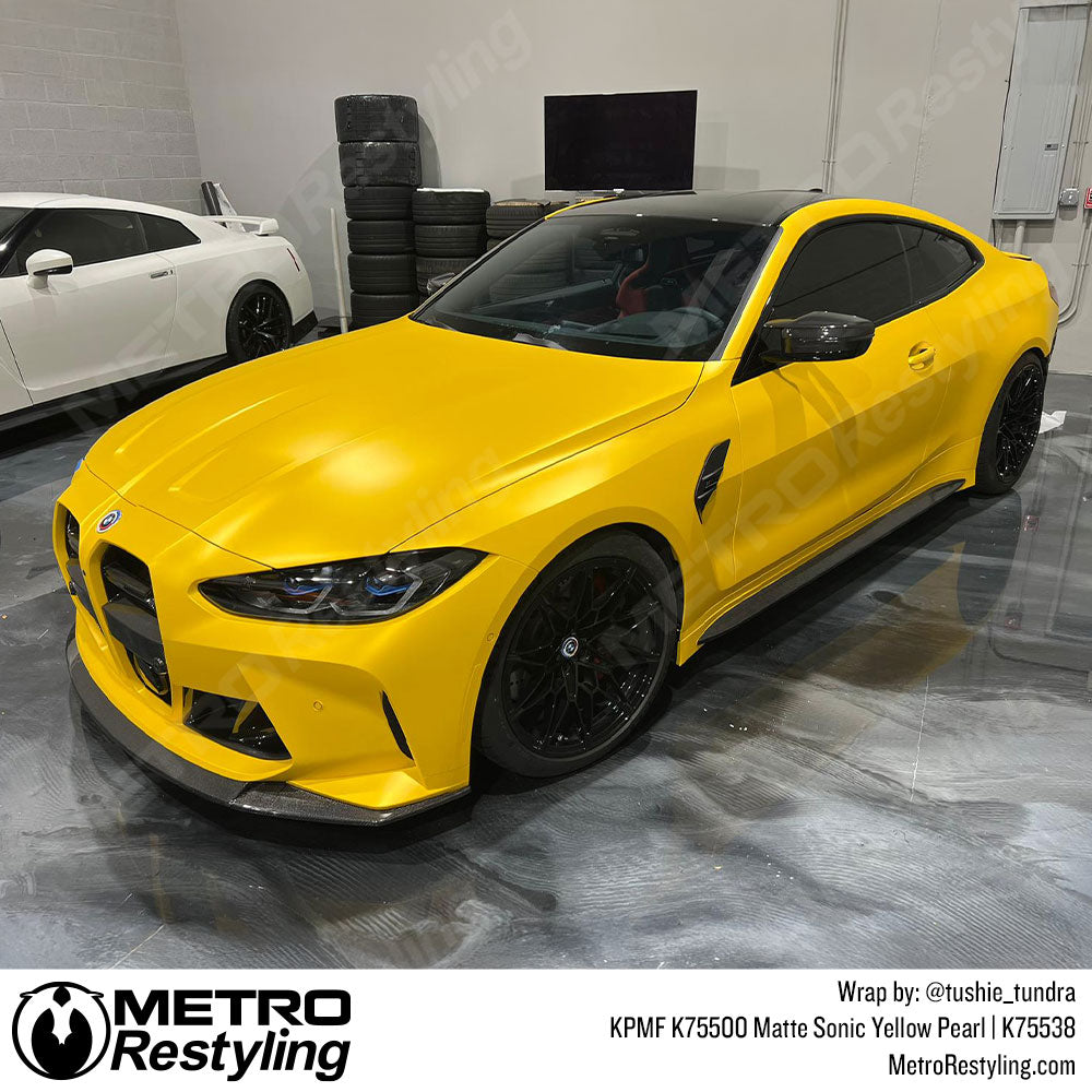 matte yellow bmw wrap