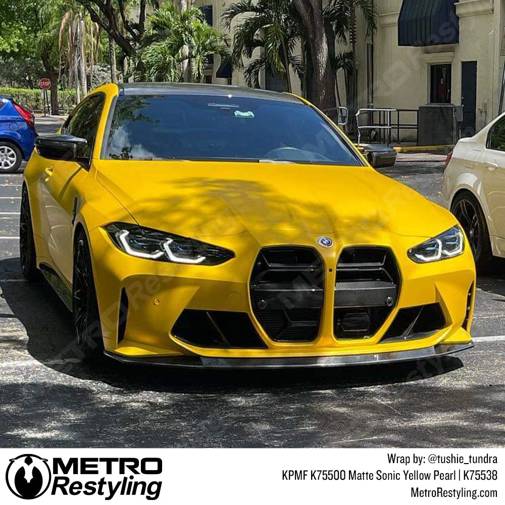 matte yellow bmw wrap