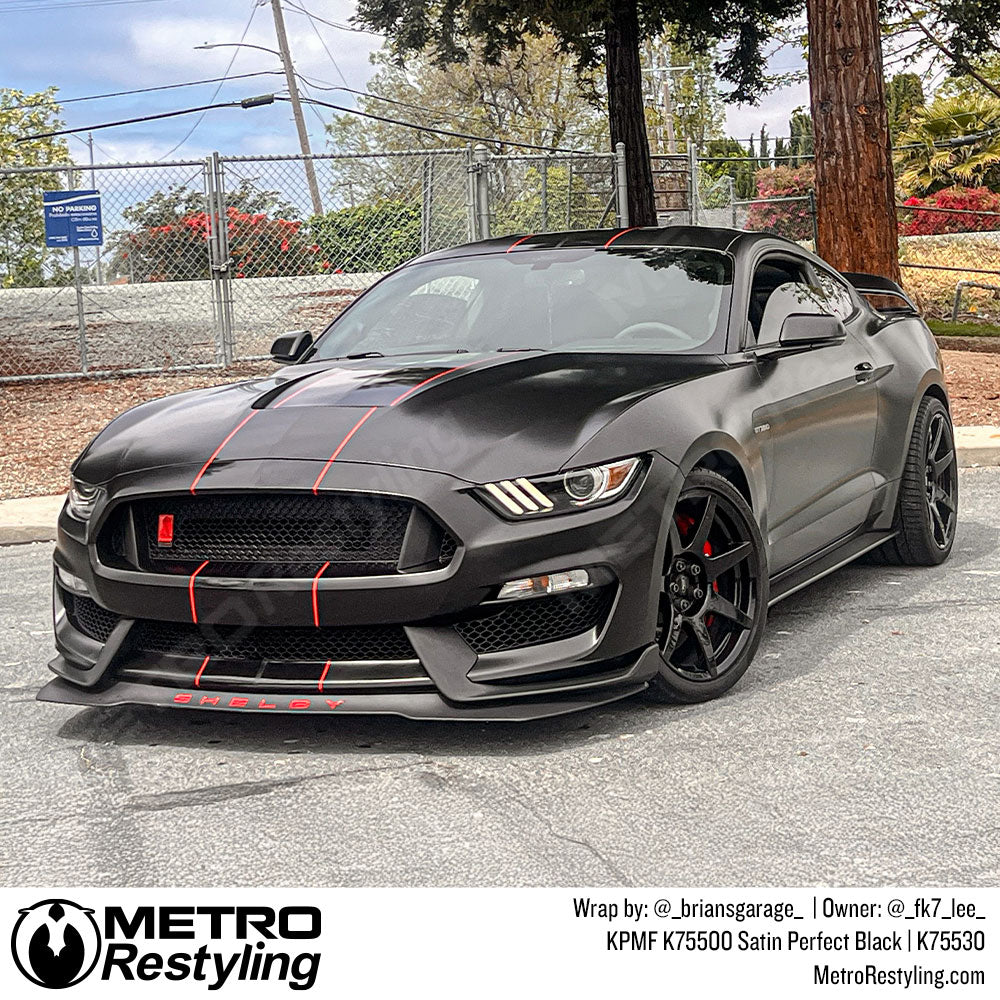 satin black mustang wrap