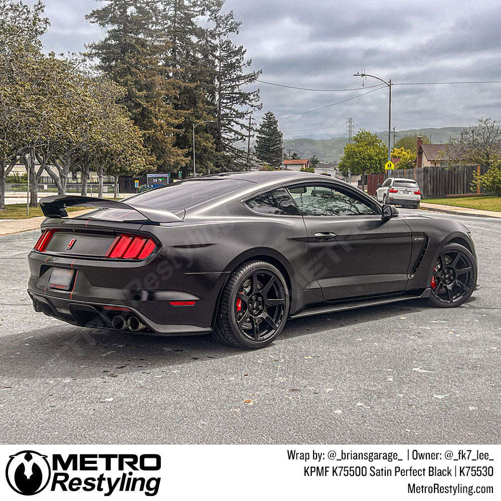 satin black mustang wrap