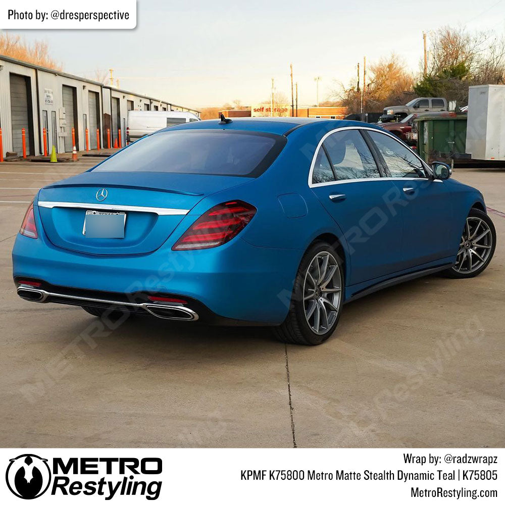 mercedes with blue wrap