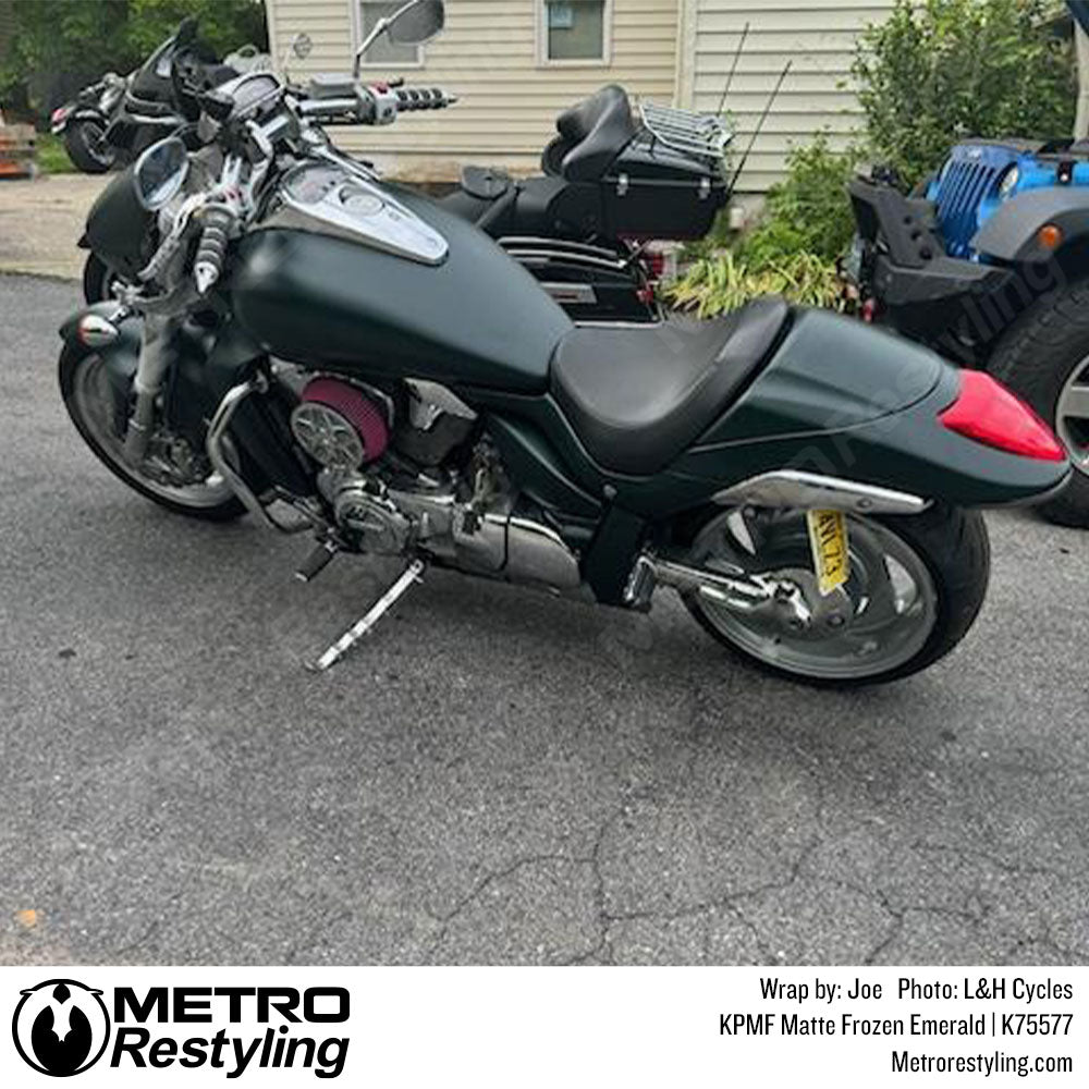 matte green motorcycle wrap
