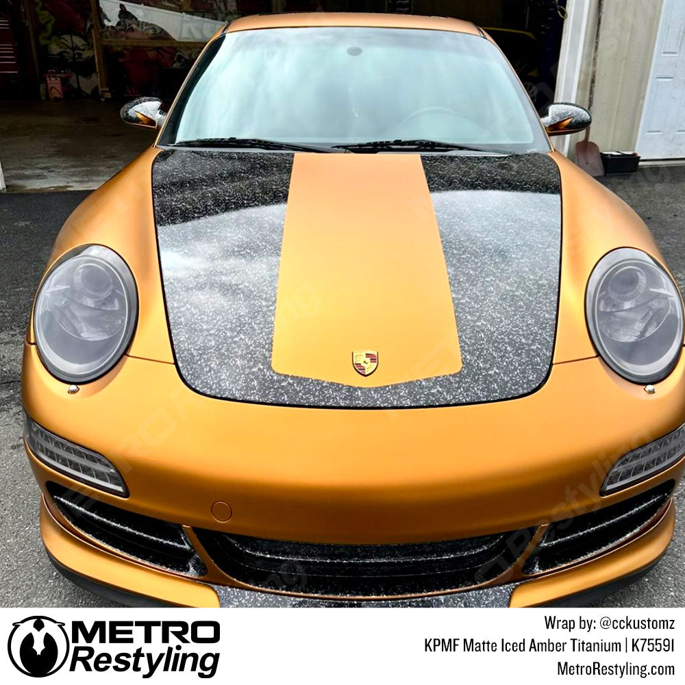 iced amber titanium porsche wrap