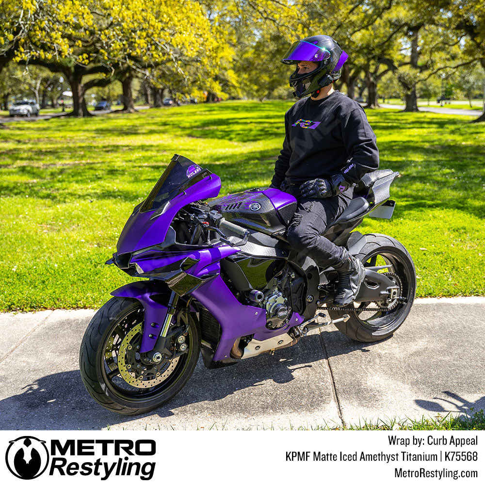 matte purple motorcycle wrap