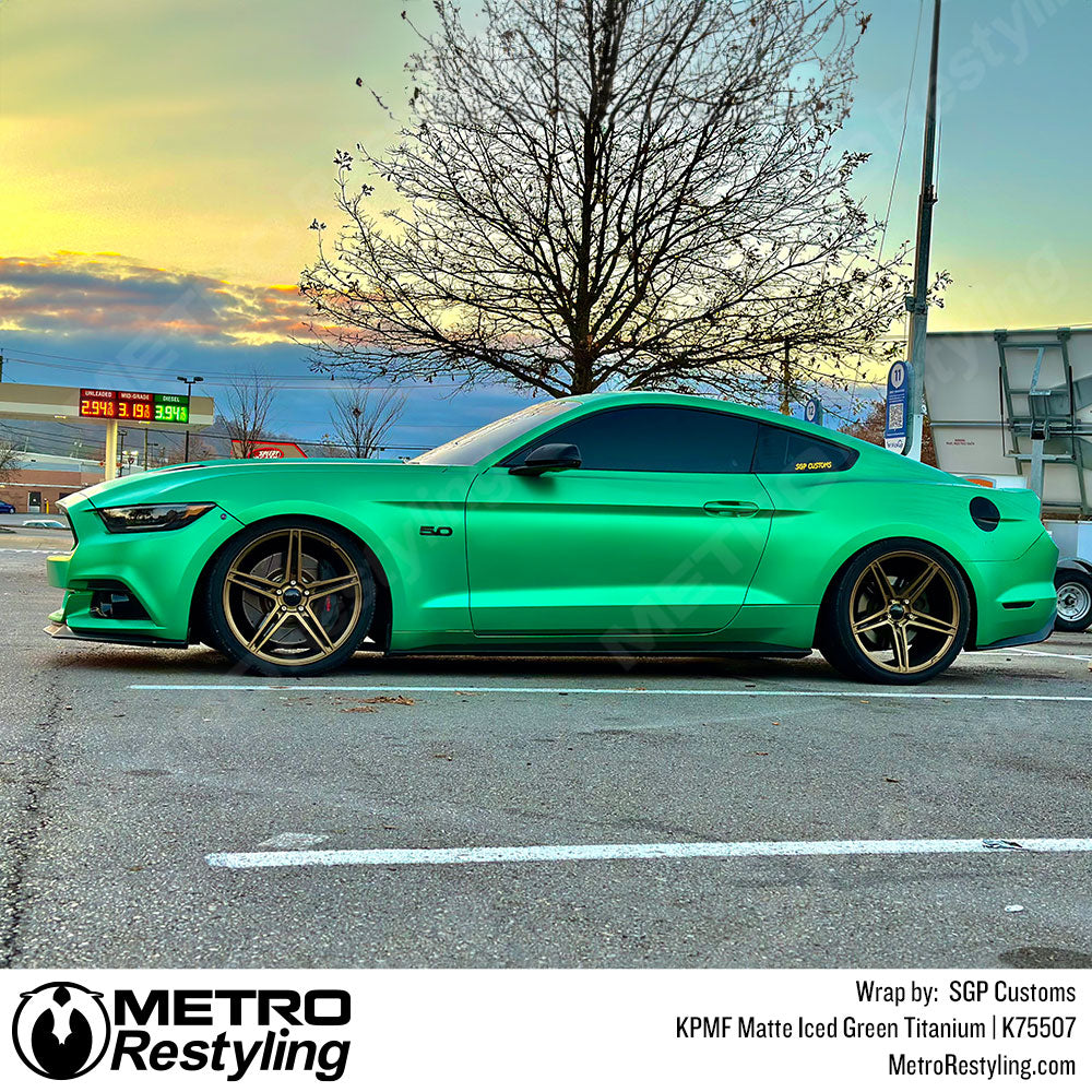 iced green mustang wrap
