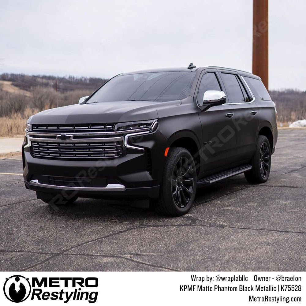 Matte Phantom Black Metallic Vinyl Wrapped Chevy