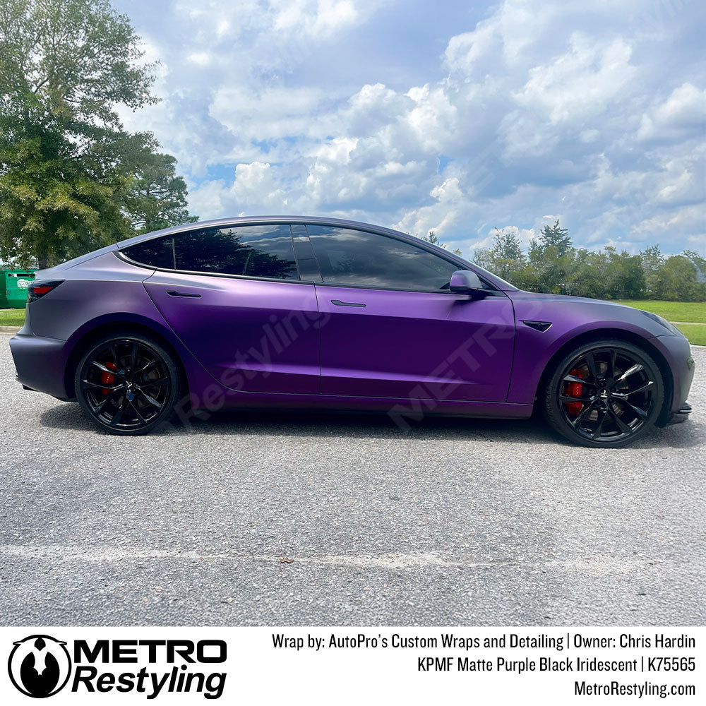 matte purple tesla wrap