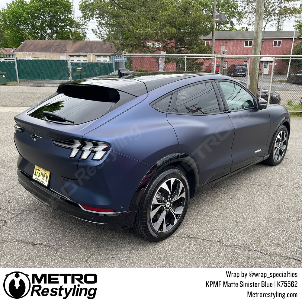 matte blue mustang wrap