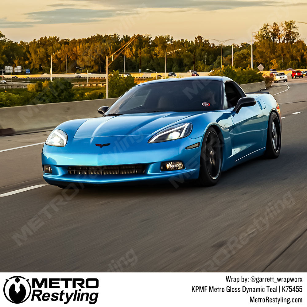 gloss blue corvette wrap