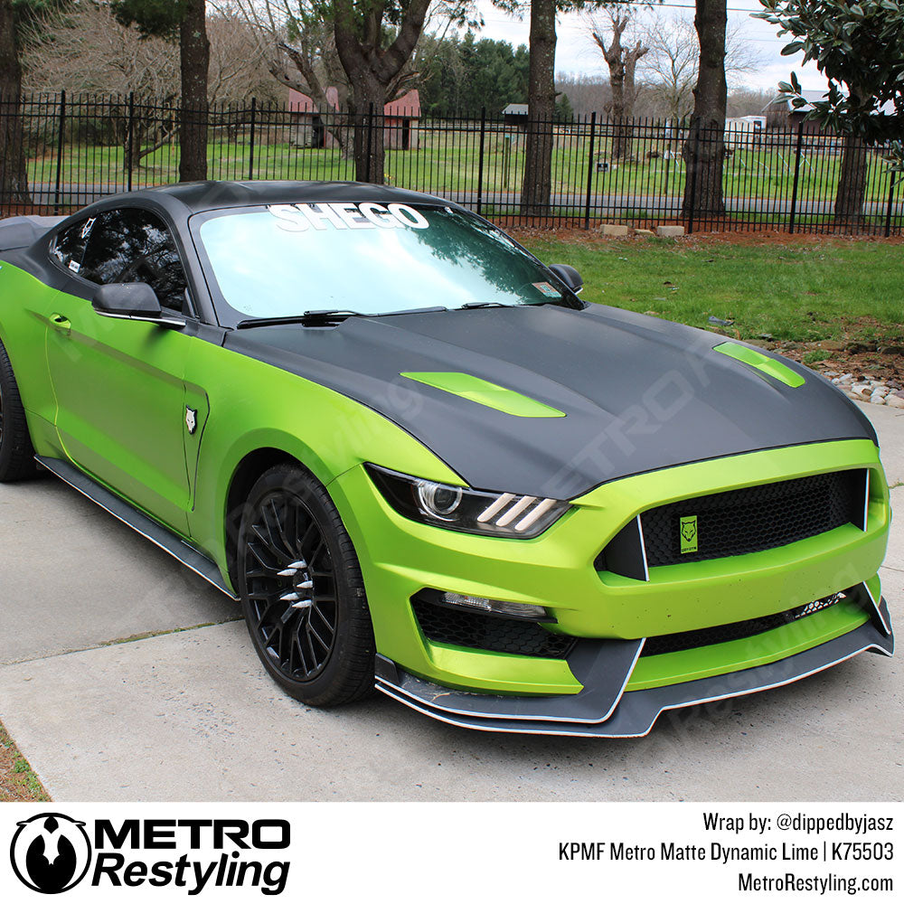 ford mustang lime green wrap