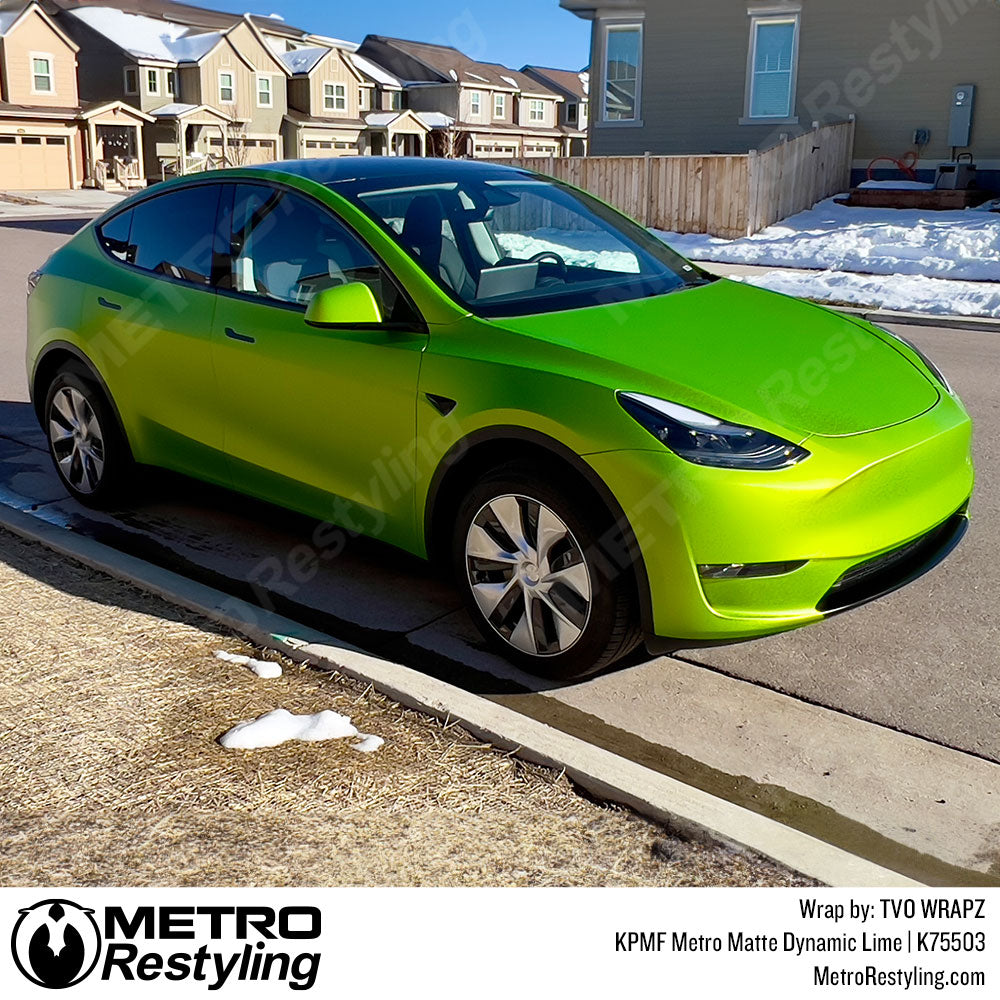 green lime tesla wrap