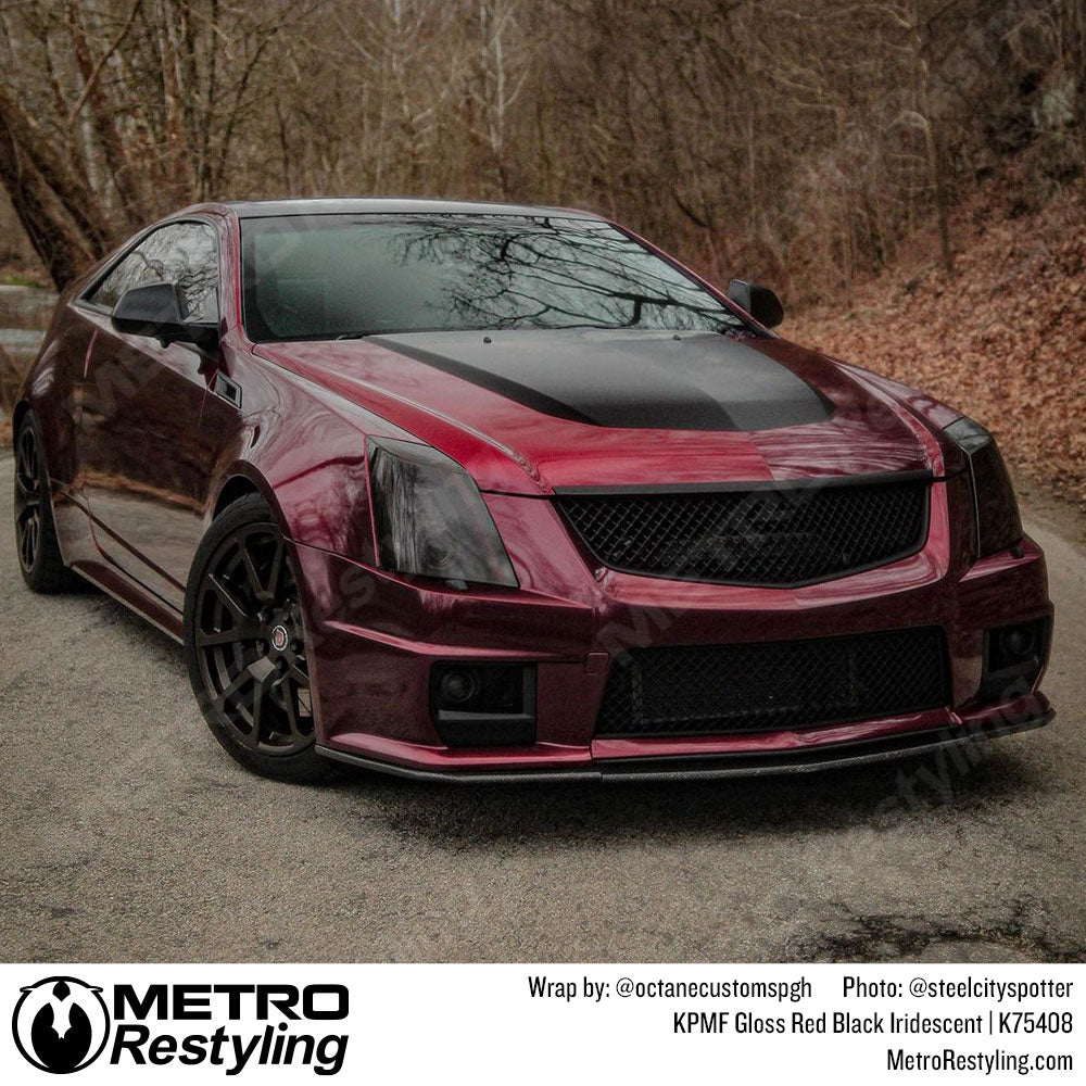 red black iridescent cadillac wrap