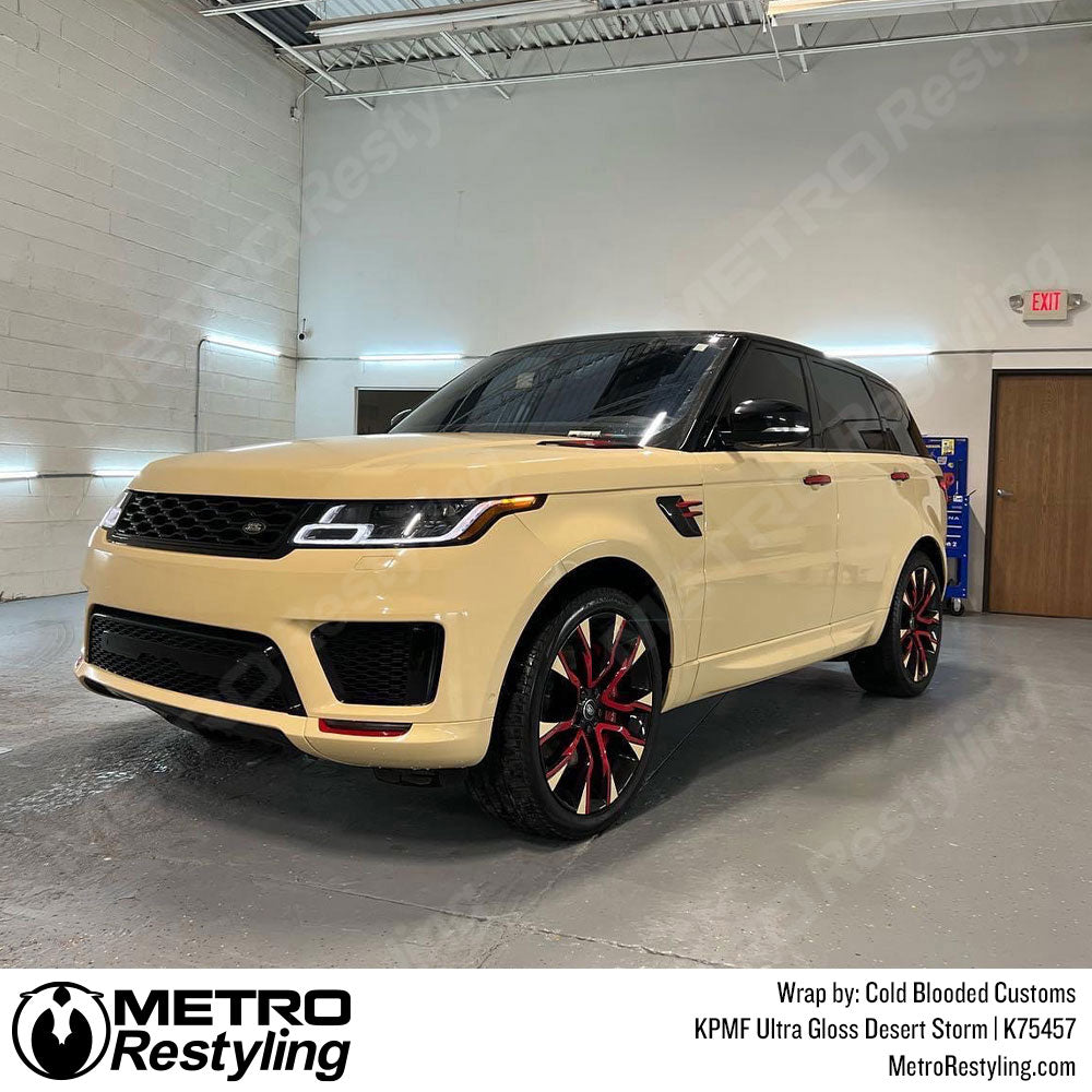 gloss tan range rover vinyl wrap