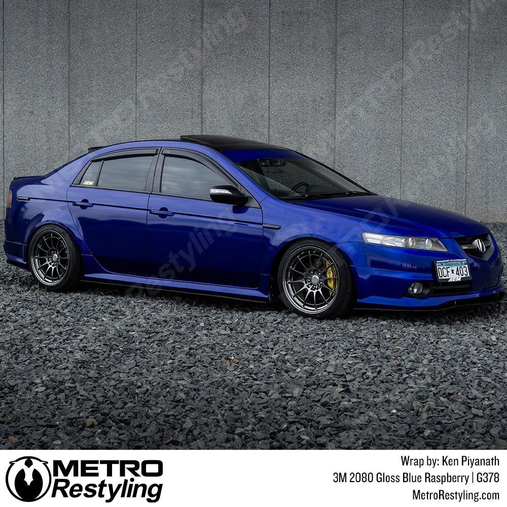 glossy blue acura wrap