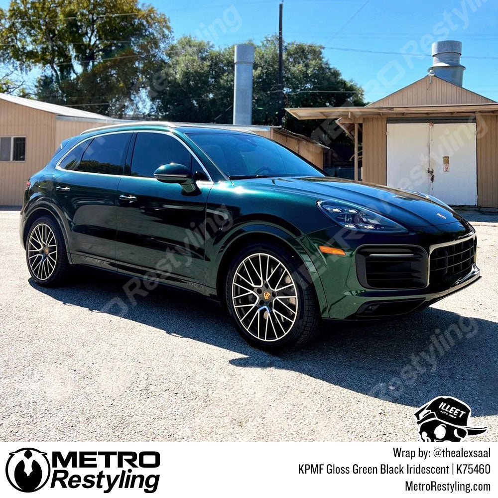 gloss green black iridescent porsche wrap