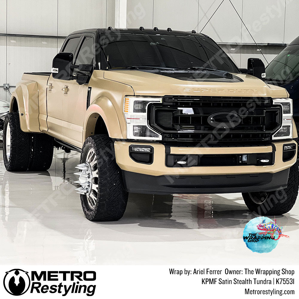 satin tan truck wrap