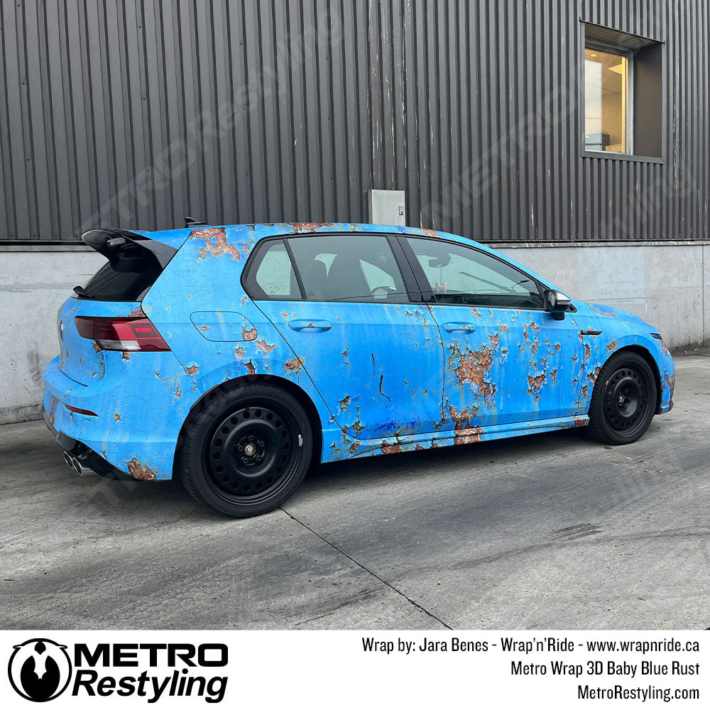 blue rust car wrap