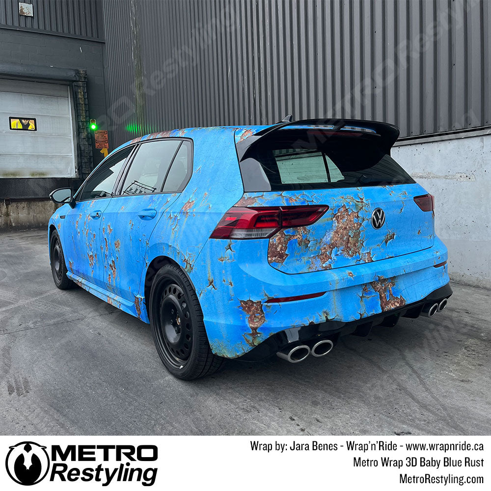 blue rust car wrap
