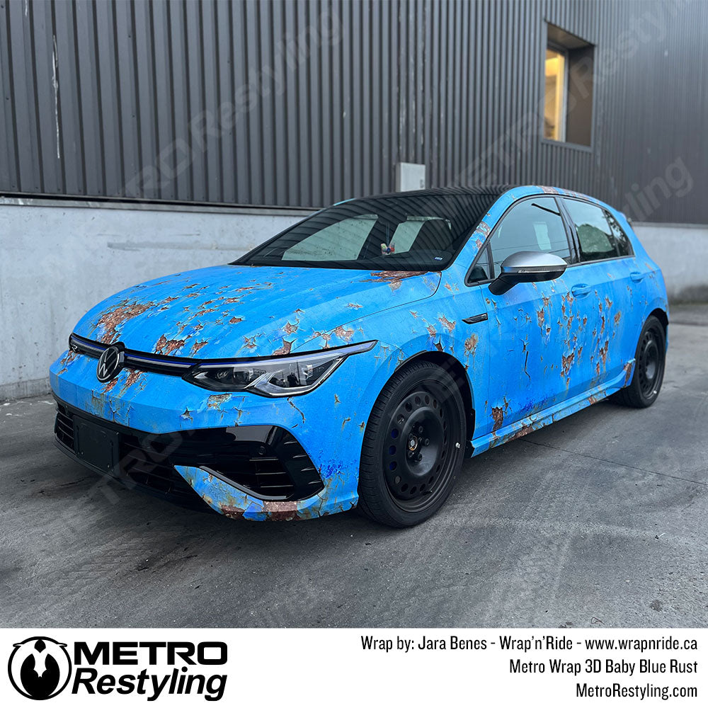 blue rust car wrap