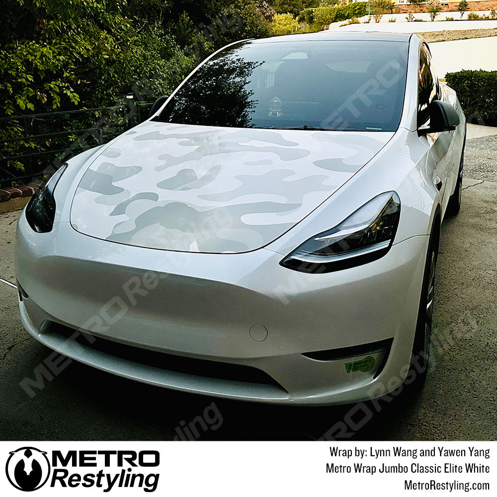 classic tesla white camo wrap