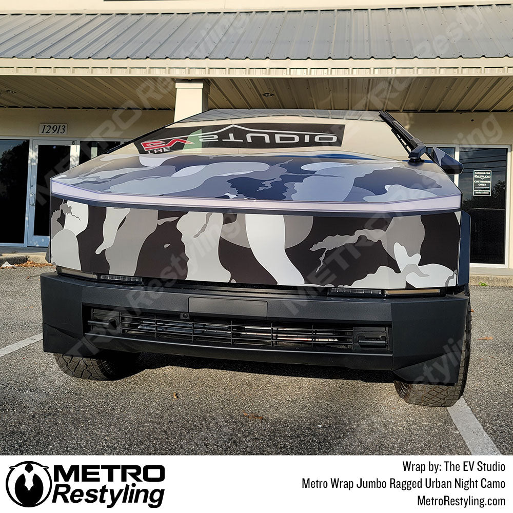 cybertruck wrapped in camo