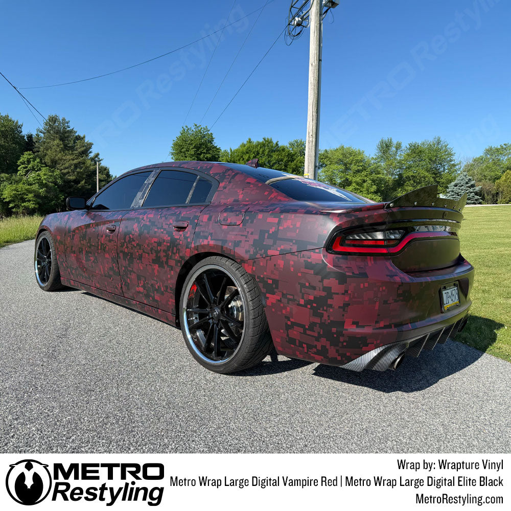 vampire red digital dodge car wrap