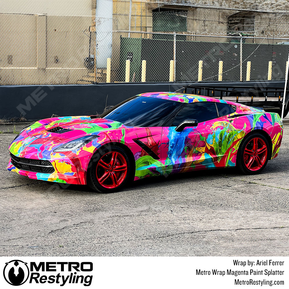 paint splatter corvette wrap