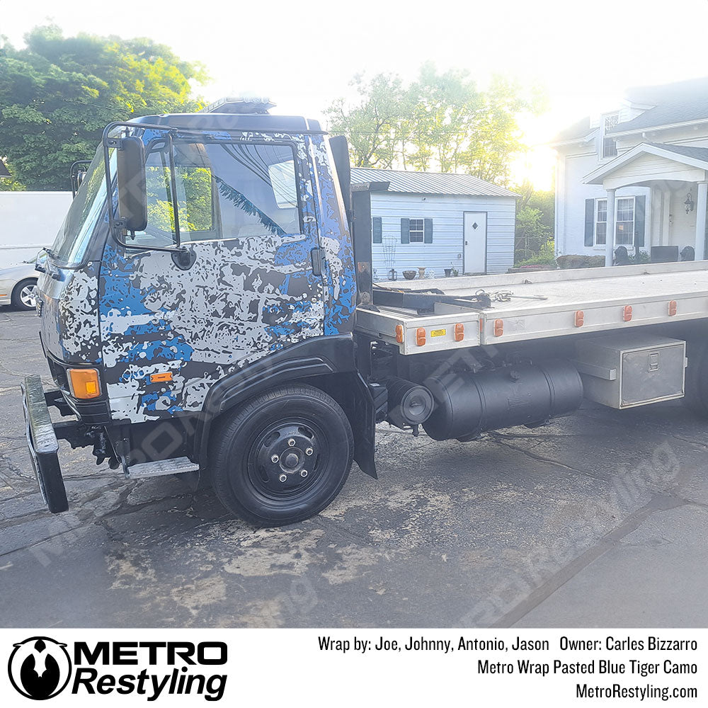 camo blue truck wrap
