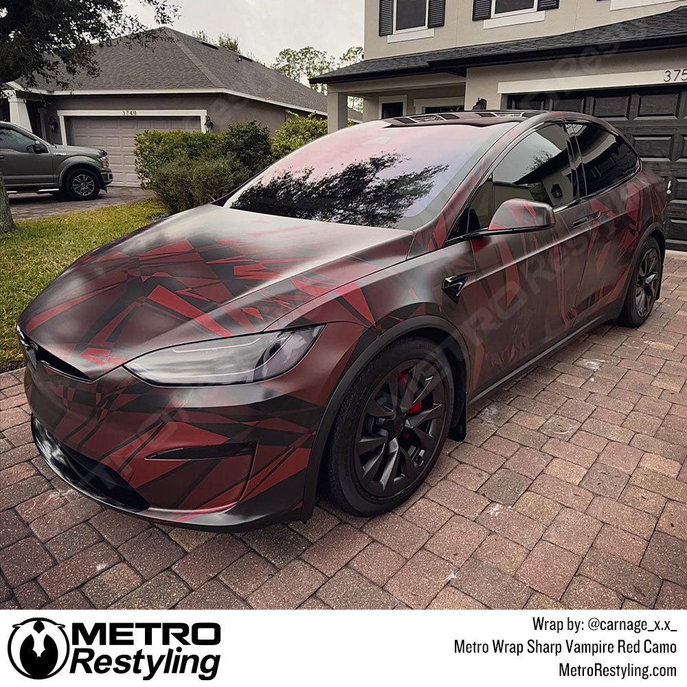 red sharp camo car wrap