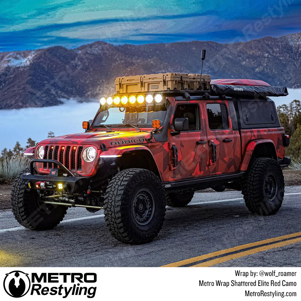 red shattered camo jeep wrap