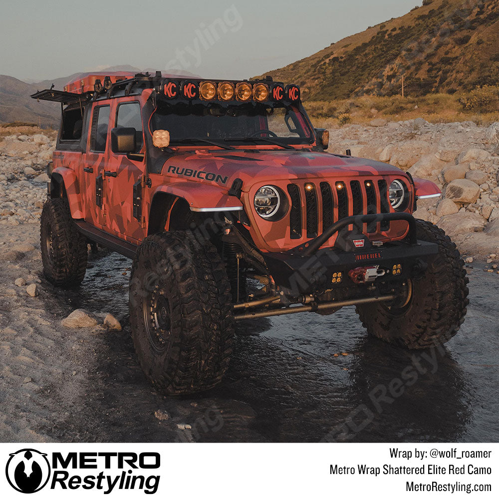 red shattered camo jeep wrap